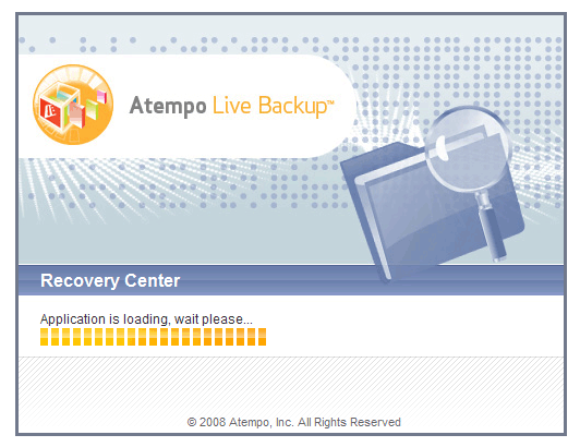 Сплеш-скрин LiveBackup Server Console, Atempo